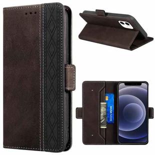 For iPhone 12 mini Stitching Magnetic RFID Leather Case (Coffee)