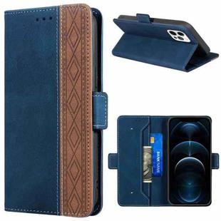 For iPhone 12 Pro Max Stitching Magnetic RFID Leather Case(Royal Blue)