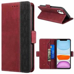 For iPhone 11 Stitching Magnetic RFID Leather Case (Red)