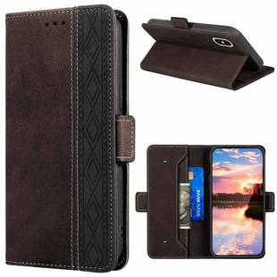 For iPhone X / XS Stitching Magnetic RFID Leather Case(Coffee)