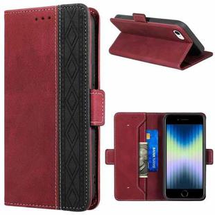 For iPhone SE 2022 / SE 2020 / 8 / 7 Stitching Magnetic RFID Leather Case(Red)