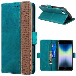 For iPhone SE 2022 / SE 2020 / 8 / 7 Stitching Magnetic RFID Leather Case(Deep Green)