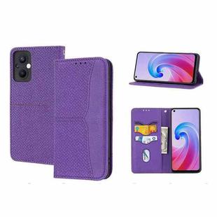 For OPPO A96 5G Woven Texture Stitching Magnetic PU Leather Phone Case(Purple)