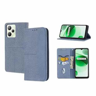 For OPPO Realme C35 Woven Texture Stitching Magnetic PU Leather Phone Case(Grey)