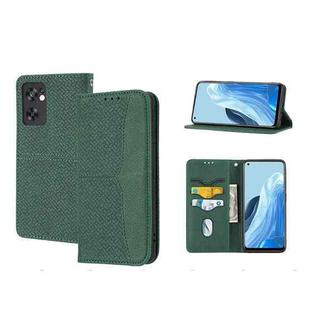 For OPPO Reno7 5G Woven Texture Stitching Magnetic PU Leather Phone Case(Green)