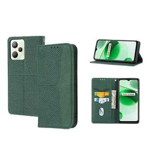 For OPPO Realme 9 Pro Woven Texture Stitching Magnetic PU Leather Phone Case(Green)