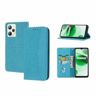 For OPPO Realme 9 Pro Woven Texture Stitching Magnetic PU Leather Phone Case(Blue)