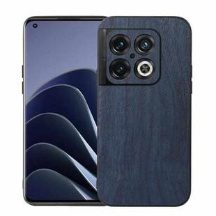 For OnePlus 10 Pro 5G Wood Texture PU Phone Case(Blue)