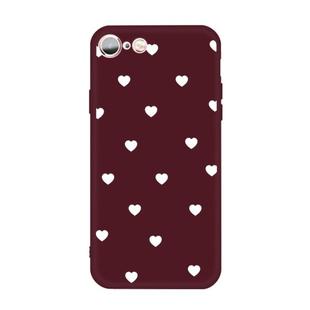 For iPhone 6s / 6 Multiple Love-hearts Pattern Colorful Frosted TPU Phone Protective Case(Wine Red)