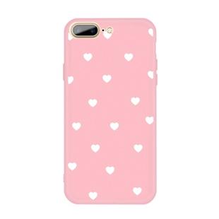 For iPhone 8 Plus / 7 Plus Multiple Love-hearts Pattern Colorful Frosted TPU Phone Protective Case(Pink)