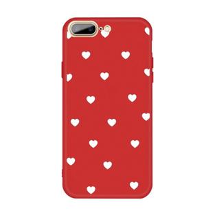 For iPhone 8 Plus / 7 Plus Multiple Love-hearts Pattern Colorful Frosted TPU Phone Protective Case(Red)