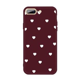 For iPhone 8 Plus / 7 Plus Multiple Love-hearts Pattern Colorful Frosted TPU Phone Protective Case(Wine Red)