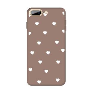 For iPhone 8 Plus / 7 Plus Multiple Love-hearts Pattern Colorful Frosted TPU Phone Protective Case(Khaki)