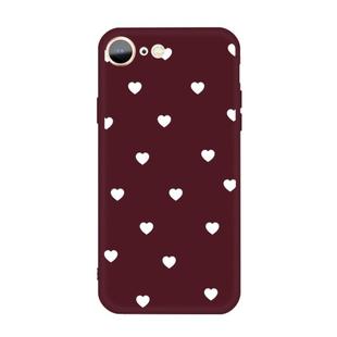 For iPhone SE 2022 / SE 2020 / 8 / 7 Multiple Love-hearts Pattern Colorful Frosted TPU Phone Protective Case(Wine Red)