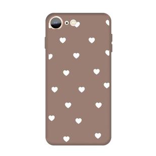 For iPhone SE 2022 / SE 2020 / 8 / 7 Multiple Love-hearts Pattern Colorful Frosted TPU Phone Protective Case(Khaki)
