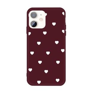 For iPhone 11 Multiple Love-hearts Pattern Colorful Frosted TPU Phone Protective Case(Wine Red)
