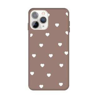 For iPhone 11 Pro Multiple Love-hearts Pattern Colorful Frosted TPU Phone Protective Case(Khaki)