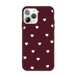 For iPhone 11 Pro Max Multiple Love-hearts Pattern Colorful Frosted TPU Phone Protective Case(Wine Red)