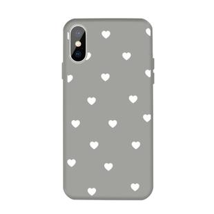 For iPhone XS / X Multiple Love-hearts Pattern Colorful Frosted TPU Phone Protective Case(Gray)