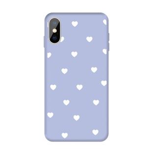 For iPhone X / XS Multiple Love-hearts Pattern Colorful Frosted TPU Phone Protective Case(Light Purple)