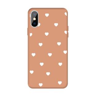 For iPhone XS / X Multiple Love-hearts Pattern Colorful Frosted TPU Phone Protective Case(Coral Orange)