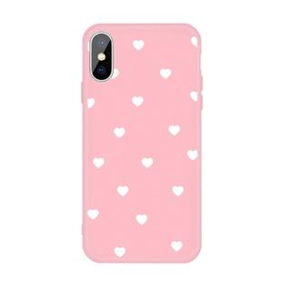 For iPhone XS Max Multiple Love-hearts Pattern Colorful Frosted TPU Phone Protective Case(Pink)