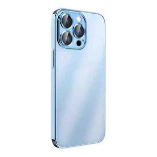 For iPhone 13 Plating Frosted Hardware Shockproof Phone Case(Blue)