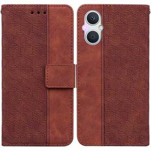 For OPPO A96 5G / Reno7 Z 5G Geometric Embossed Leather Phone Case(Brown)