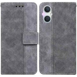 For OPPO A96 5G / Reno7 Z 5G Geometric Embossed Leather Phone Case(Grey)