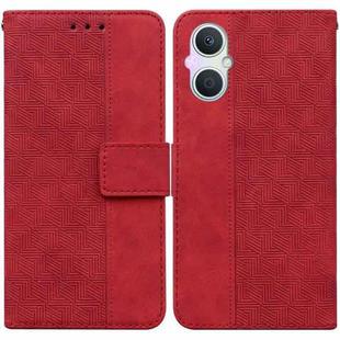 For OPPO A96 5G / Reno7 Z 5G Geometric Embossed Leather Phone Case(Red)