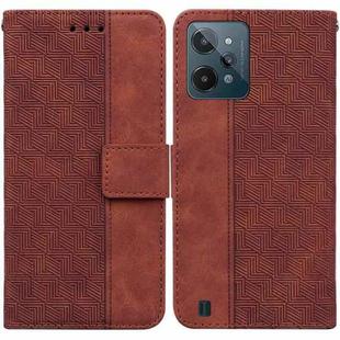 For OPPO Realme C31 Geometric Embossed Leather Phone Case(Brown)