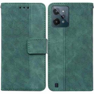 For OPPO Realme C31 Geometric Embossed Leather Phone Case(Green)