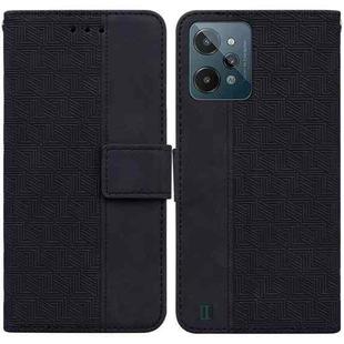 For OPPO Realme C31 Geometric Embossed Leather Phone Case(Black)