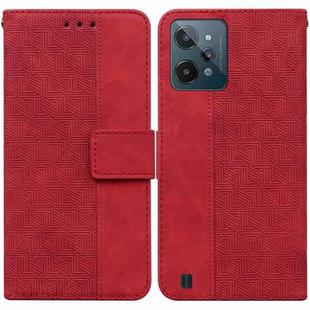 For OPPO Realme C31 Geometric Embossed Leather Phone Case(Red)
