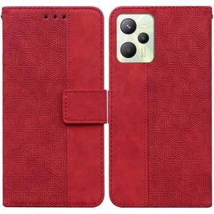 For OPPO Realme C35 Geometric Embossed Leather Phone Case(Red)