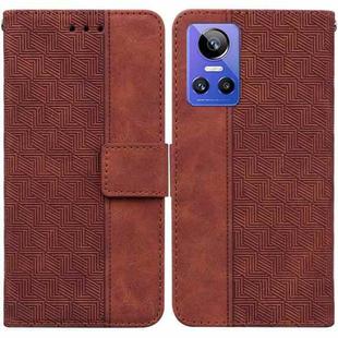 For OPPO Realme GT Neo3 Geometric Embossed Leather Phone Case(Brown)