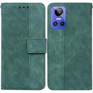 For OPPO Realme GT Neo3 Geometric Embossed Leather Phone Case(Green)