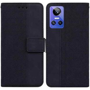 For OPPO Realme GT Neo3 Geometric Embossed Leather Phone Case(Black)