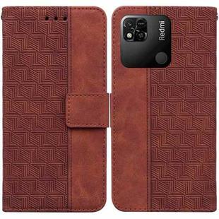 For Xiaomi Redmi 10A Geometric Embossed Leather Phone Case(Brown)