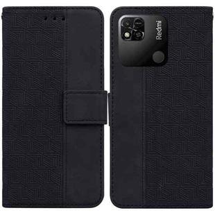 For Xiaomi Redmi 10A Geometric Embossed Leather Phone Case(Black)