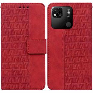 For Xiaomi Redmi 10A Geometric Embossed Leather Phone Case(Red)