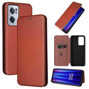 For OnePlus Nord CE 2 5G Carbon Fiber Texture Horizontal Flip Leather Phone Case(Brown)