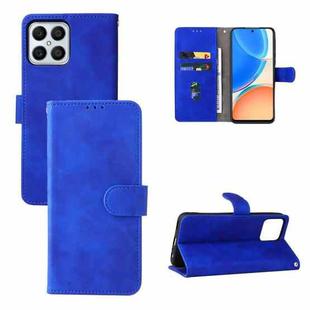 For Honor X8 Skin Feel Magnetic Buckle Calf Texture PU Phone Case(Blue)