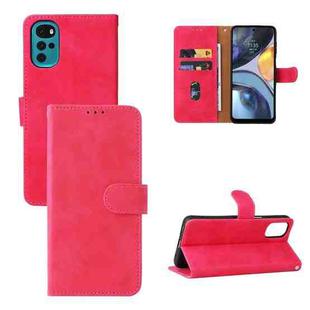 For Motorola Moto G22 Skin Feel Magnetic Buckle Calf Texture PU Phone Case(Rose Red)