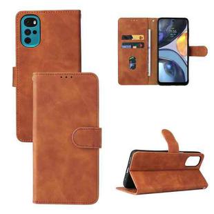 For Motorola Moto G22 Skin Feel Magnetic Buckle Calf Texture PU Phone Case(Brown)