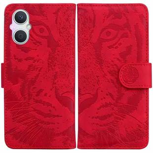 For OPPO A96 5G / Reno7 Z 5G Tiger Embossing Pattern Leather Phone Case(Red)