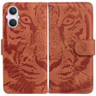 For OPPO A96 5G / Reno7 Z 5G Tiger Embossing Pattern Leather Phone Case(Brown)