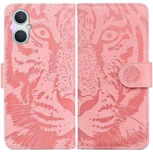 For OPPO A96 5G / Reno7 Z 5G Tiger Embossing Pattern Leather Phone Case(Pink)