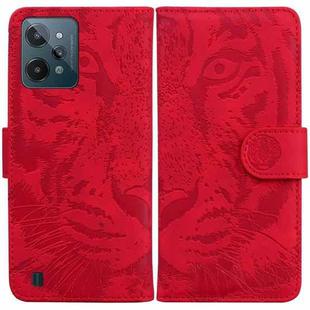 For OPPO Realme C31 Tiger Embossing Pattern Leather Phone Case(Red)
