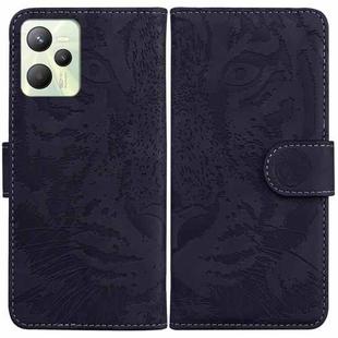 For OPPO Realme C35 Tiger Embossing Pattern Leather Phone Case(Black)